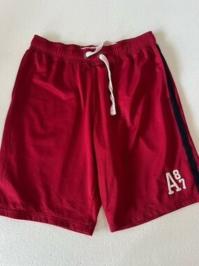 Aeropostale Red Athletic Mesh Shorts with Side Stripe size M